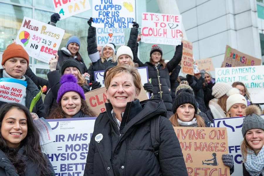 NHS physiotherapy strike in England image