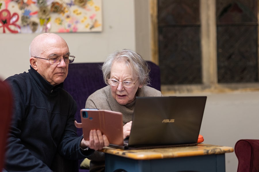 Older people using tech image